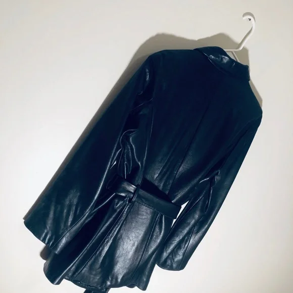 ANDREW MARC BLACK LEATHER COAT